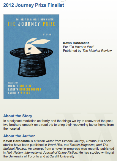 Hardcastle - Journey Prize Finalist